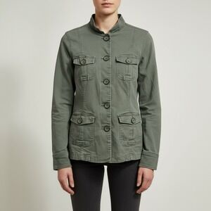 Lady Hathaway Womens Olive Green Utility Military Jacket Mock Neck Size M 807339